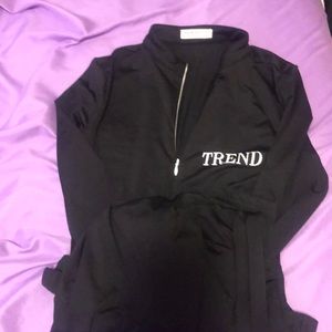 Black Jumpsuit With White Zipper Letter Print SHEIN